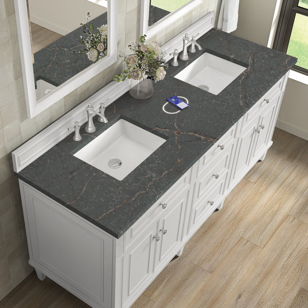 James Martin Lorelai 72" Double Vanity with 3 CM Countertop & FreePower Wireless Charger