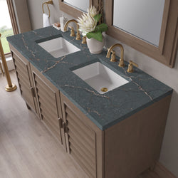 James Martin Portland 60" Double Vanity Whitewashed Walnut with 3 CM Countertop