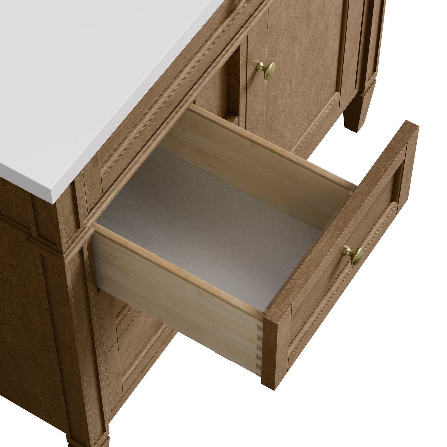 James Martin Brittany 36" Single Vanity with Single Hole 3 CM White Zeus Silestone Top & Backsplash