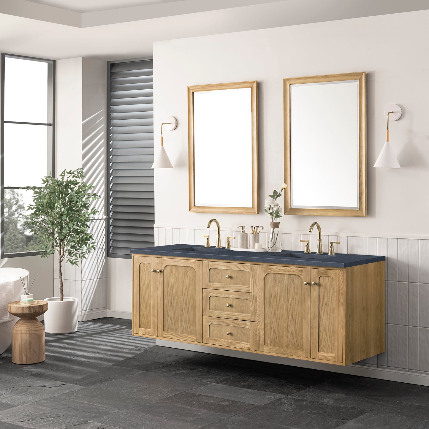 James Martin Laurent 72" Double Vanity, Light Natural Oak