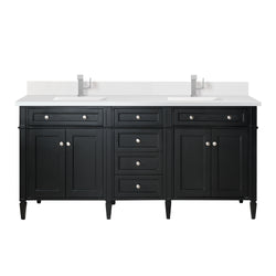 James Martin Brittany 72" Double Vanity with Single Hole 3 CM White Zeus Silestone Top & Backsplash