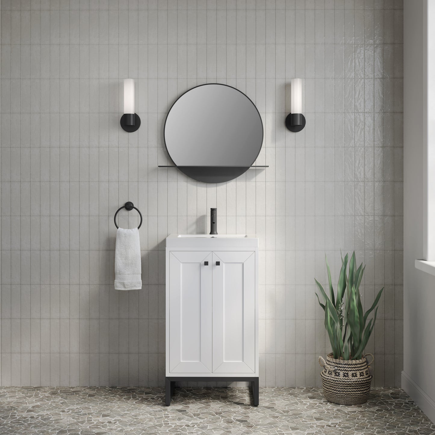 James Martin Chianti Single Vanity with White Glossy Composite Stone Top