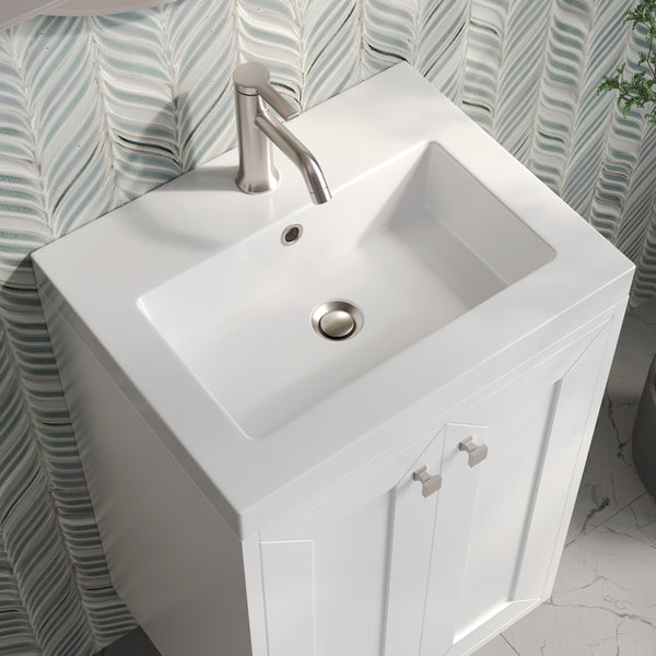 James Martin Chianti Single Floating Vanity with White Glossy Composite Stone Top