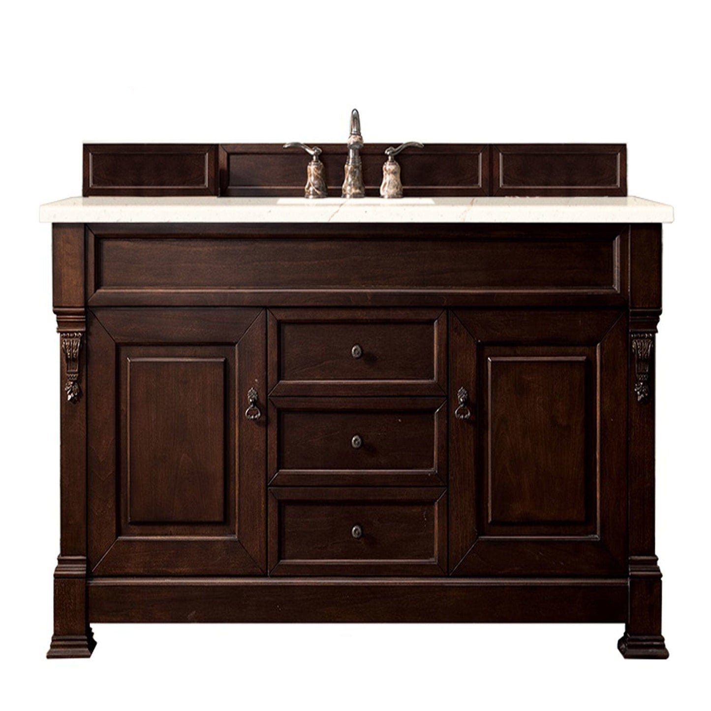 James Martin Brookfield 60" Single Vanity Vanities James Martin Burnished Mahogany w/ 3 CM Eternal Marfil Quartz Top 