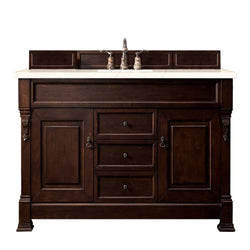 James Martin Brookfield 60" Single Vanity Vanities James Martin Burnished Mahogany w/ 3 CM Eternal Marfil Quartz Top 