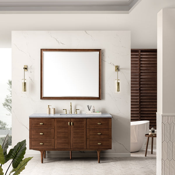 James Martin Amberly 60" Single Vanity, Mid-Century Walnut