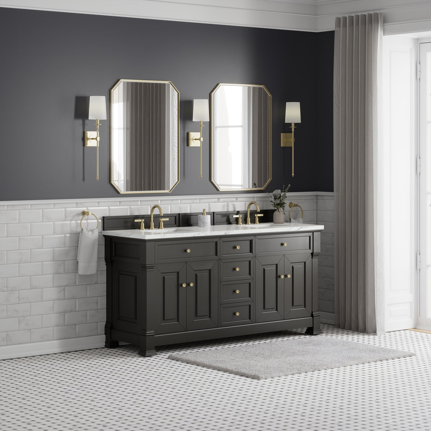 James Martin Brookfield 72" Double Vanity with 3 CM Countertop & FreePower Wireless Charger