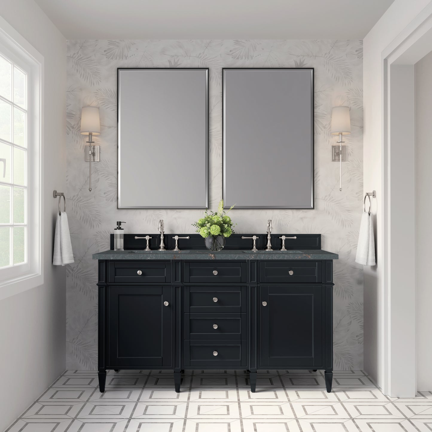 James Martin Brittany 60" Double Vanity with 3 CM Countertop & FreePower Wireless Charger