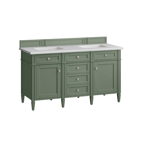 James Martin Brittany 60" Double Vanity, Smokey Celadon - Luxe Bathroom Vanities