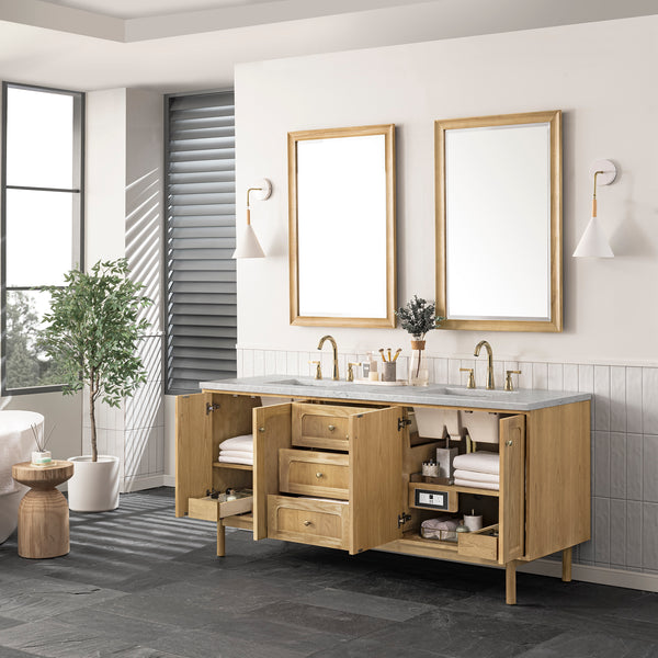 James Martin Laurent 72" Double Vanity with 3 CM Countertop & FreePower Wireless Charger