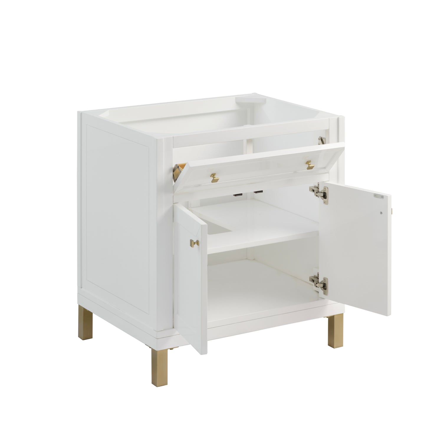 James Martin Chicago 30" Single Vanity with Single Hole 3CM White Zeus Silestone Top & Backsplash