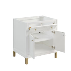 James Martin Chicago 30" Single Vanity with Single Hole 3CM White Zeus Silestone Top & Backsplash