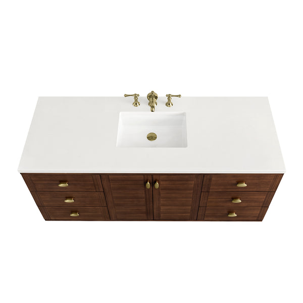 James Martin Amberly 60" Single Vanity, Mid-Century Walnut