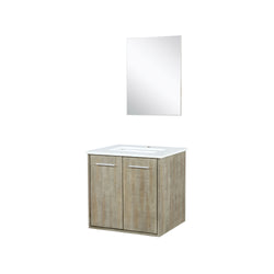 Lexora Collection Fairbanks 24 inch Rustic Acacia Bath Vanity, White Quartz Top and 18 inch Mirror - Luxe Bathroom Vanities