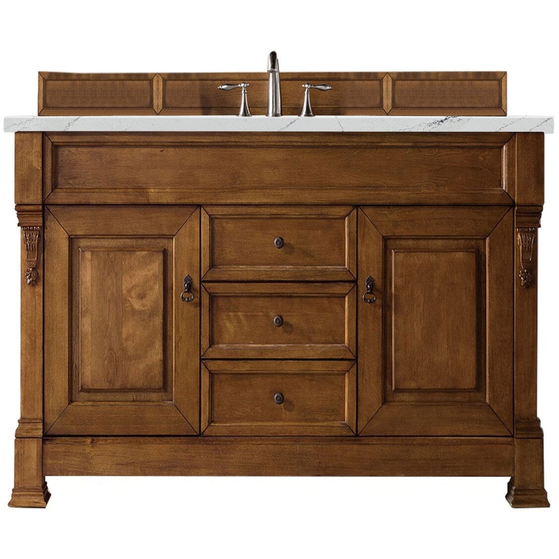 James Martin Brookfield 60" Single Vanity Vanities James Martin Country Oak w/ 3 CM Ethereal Noctis Quartz Top 