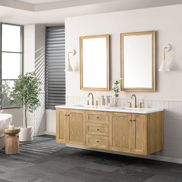 James Martin Laurent 72" Double Vanity, Light Natural Oak