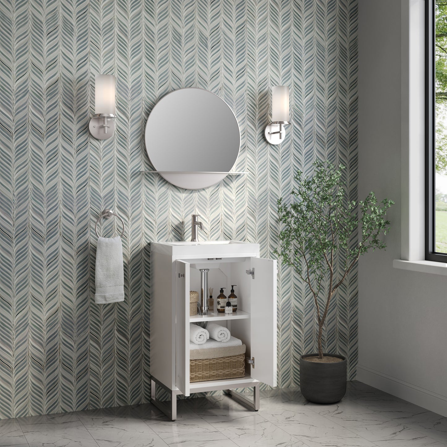 James Martin Chianti Single Vanity with White Glossy Composite Stone Top