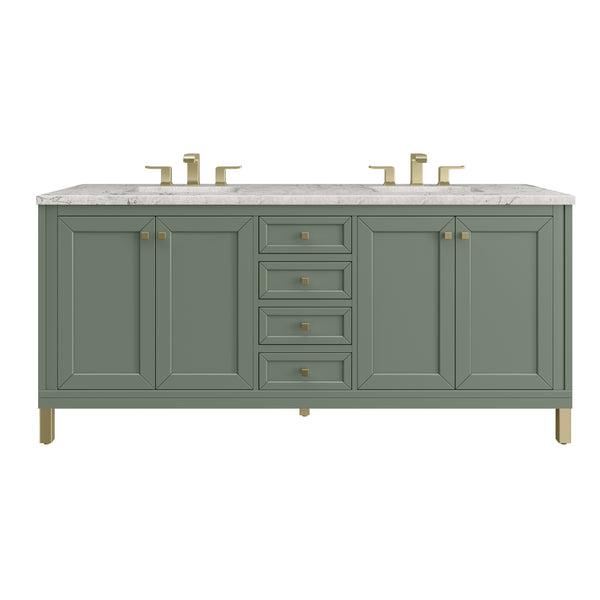 James Martin Chicago 72" Double Vanity with 3 CM Countertop & FreePower Wireless Charger