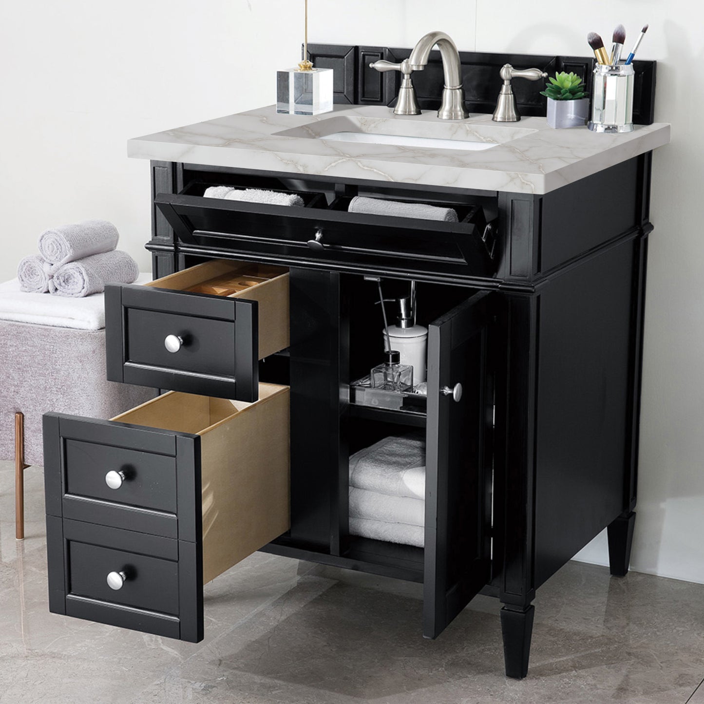 James Martin Brittany 30" Single Vanity with 3 CM Countertop