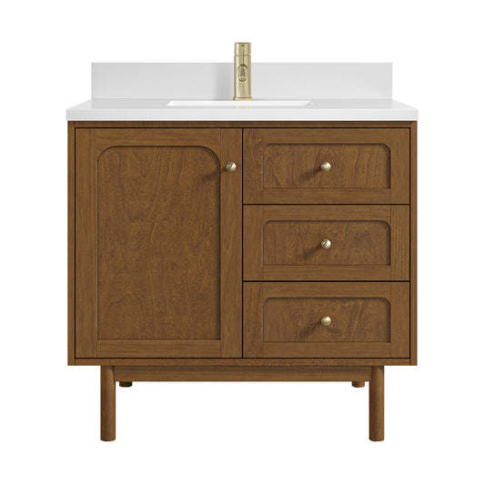 James Martin Laurent 36" Single Vanity with Single Hole 3 CM Countertop and Matching Backsplash