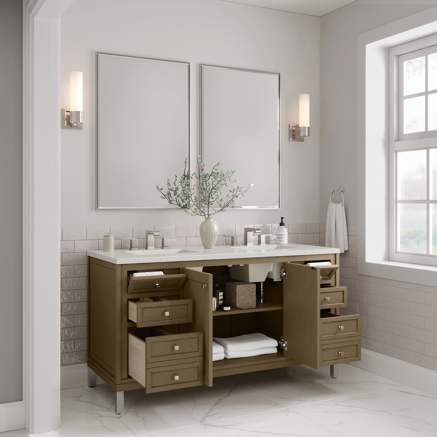 James Martin Chicago 60" Double Vanity with 3 CM Countertop