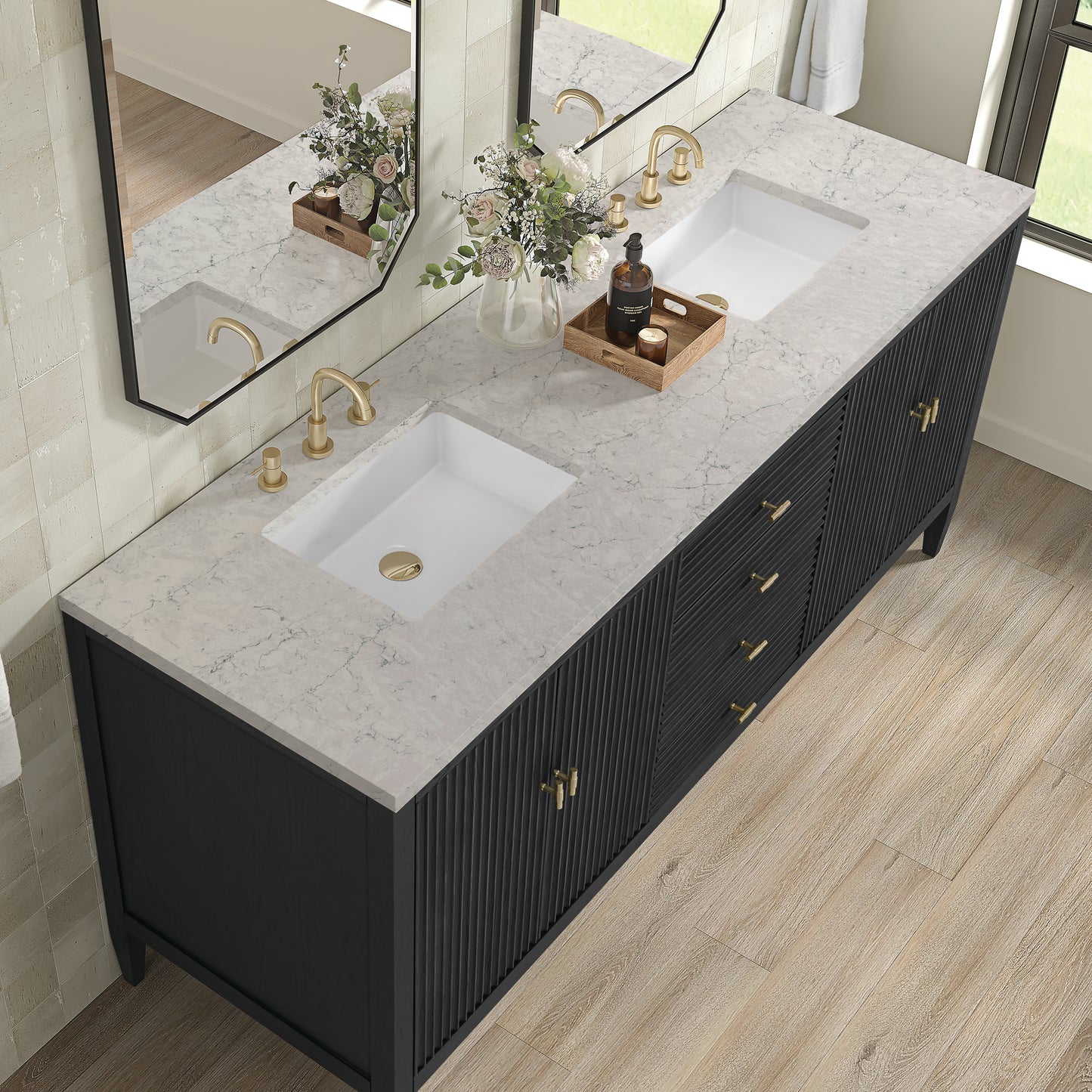 James Martin Myrrin 72" Double Vanity with 3 CM Countertop