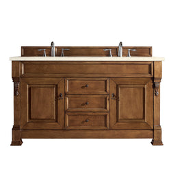 James Martin Brookfield 60" Double Vanity Vanities James Martin Country Oak w/ 3 CM Eternal Marfil Quartz Top 