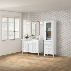 James Martin Brittany Linen Cabinet, Bright White