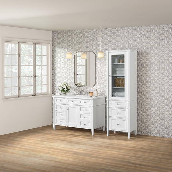 James Martin Brittany Linen Cabinet, Bright White