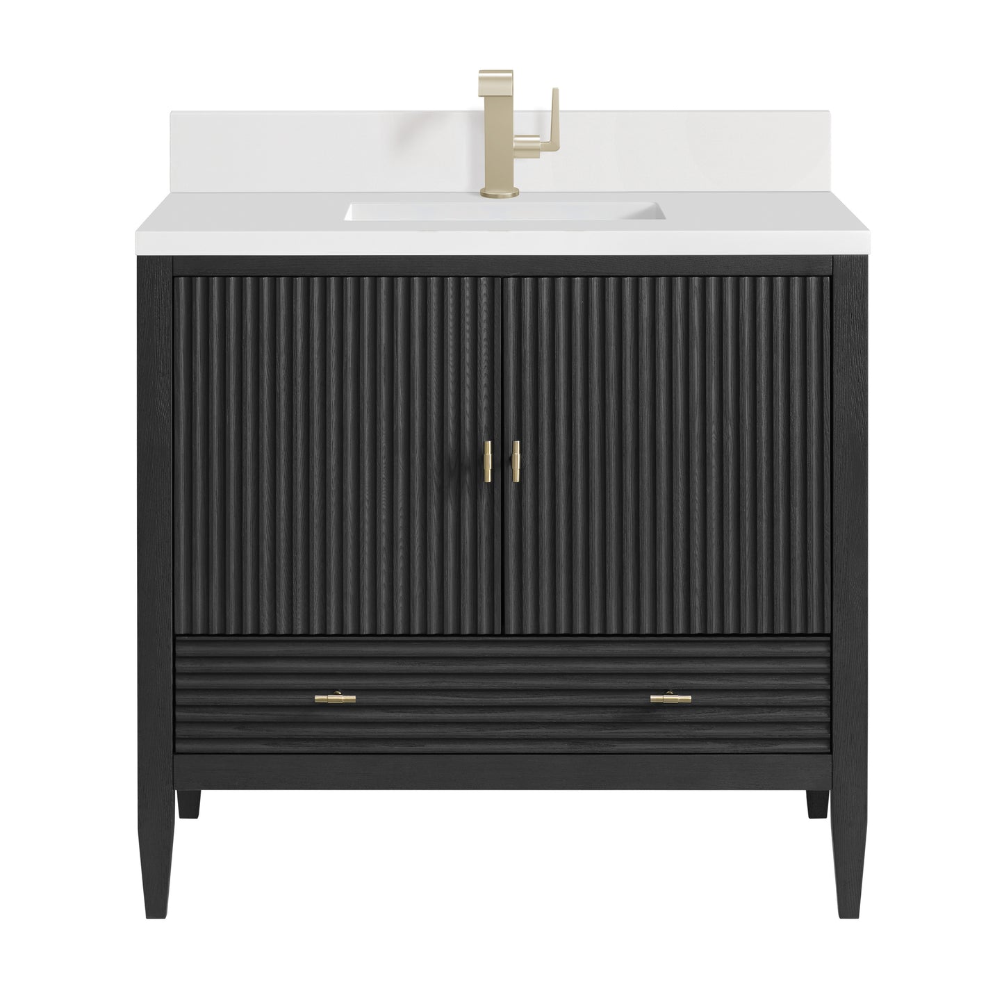James Martin Myrrin 36" Vanity with Single Hole 3 CM White Zeus Silestone Top & Backsplash