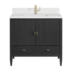 James Martin Myrrin 36" Vanity with Single Hole 3 CM White Zeus Silestone Top & Backsplash