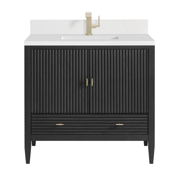 James Martin Myrrin 36" Vanity with Single Hole 3 CM White Zeus Silestone Top & Backsplash