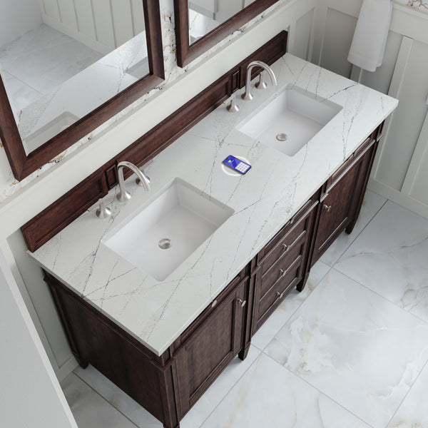 James Martin Brittany 60" Double Vanity with 3 CM Countertop & FreePower Wireless Charger