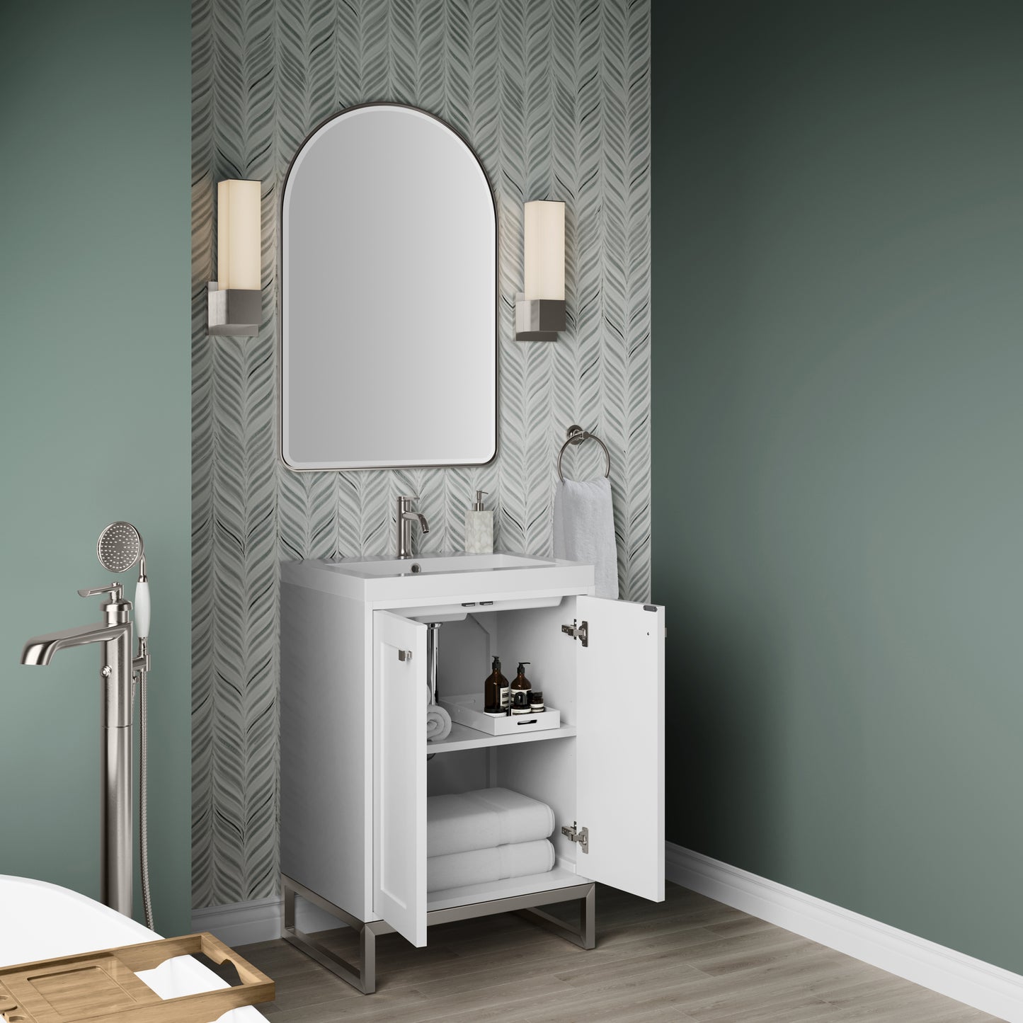 James Martin Chianti Single Vanity with White Glossy Composite Stone Top
