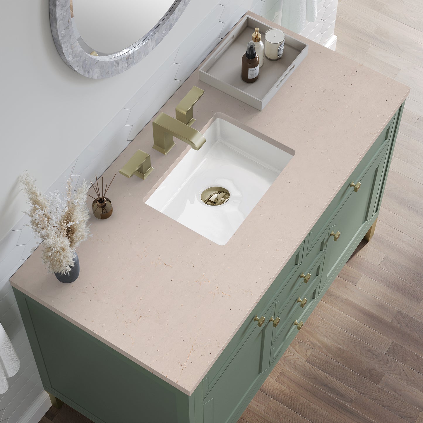 James Martin Chicago 48" Single Vanity, Smokey Celadon - Luxe Bathroom Vanities