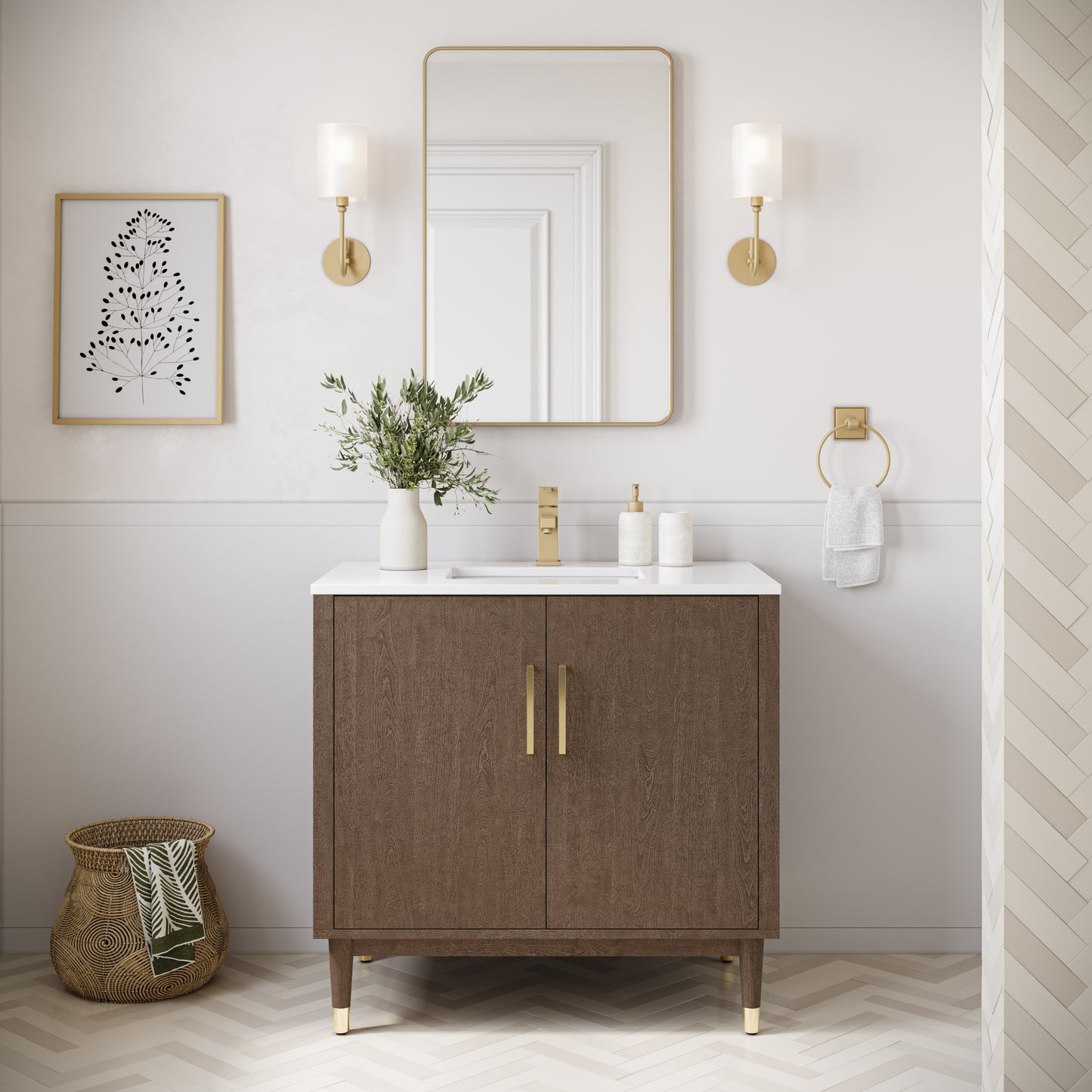 Fresca Sawyer Freestanding Bathroom Cabinet with Top & Sinks