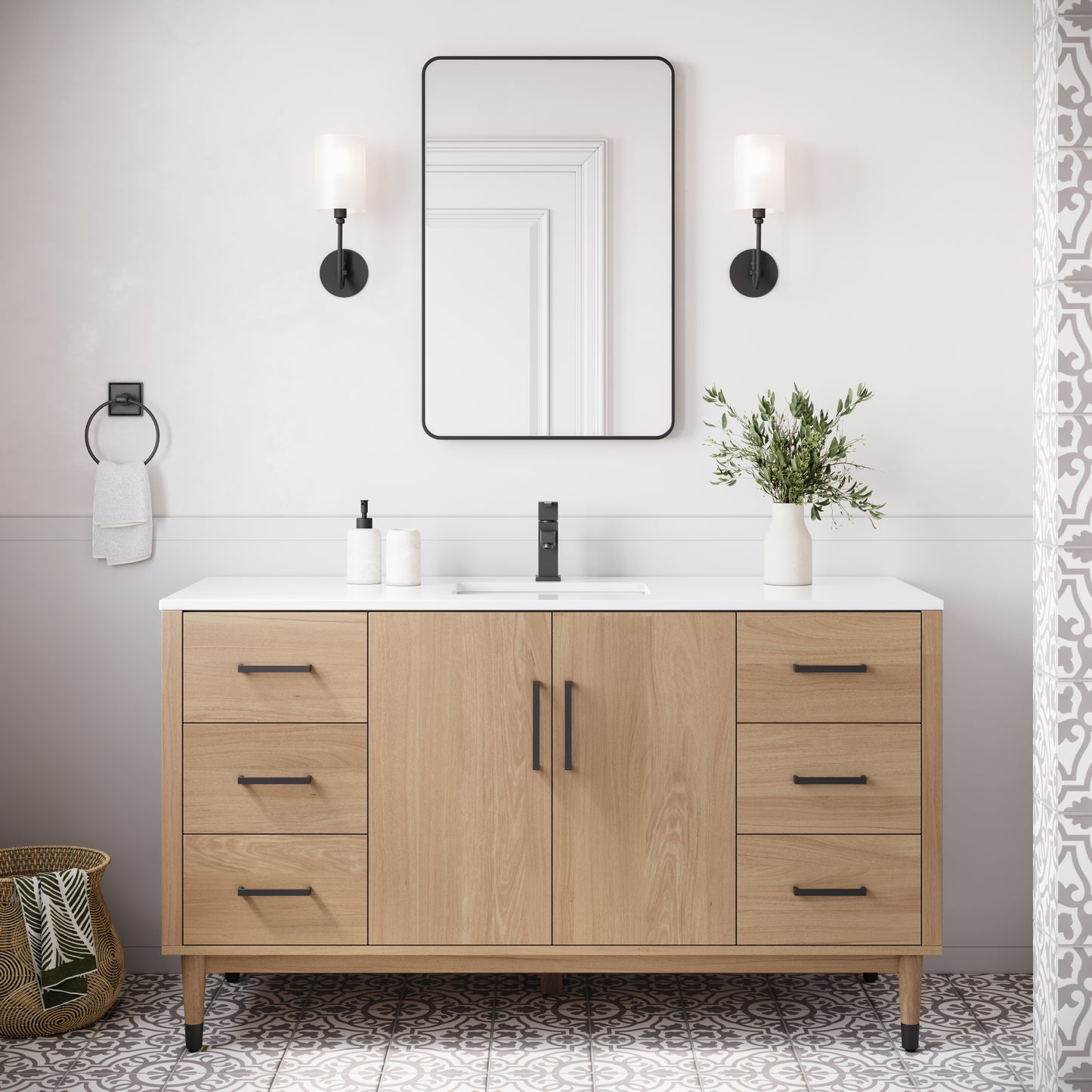 Fresca Sawyer Freestanding Bathroom Cabinet with Top & Sinks