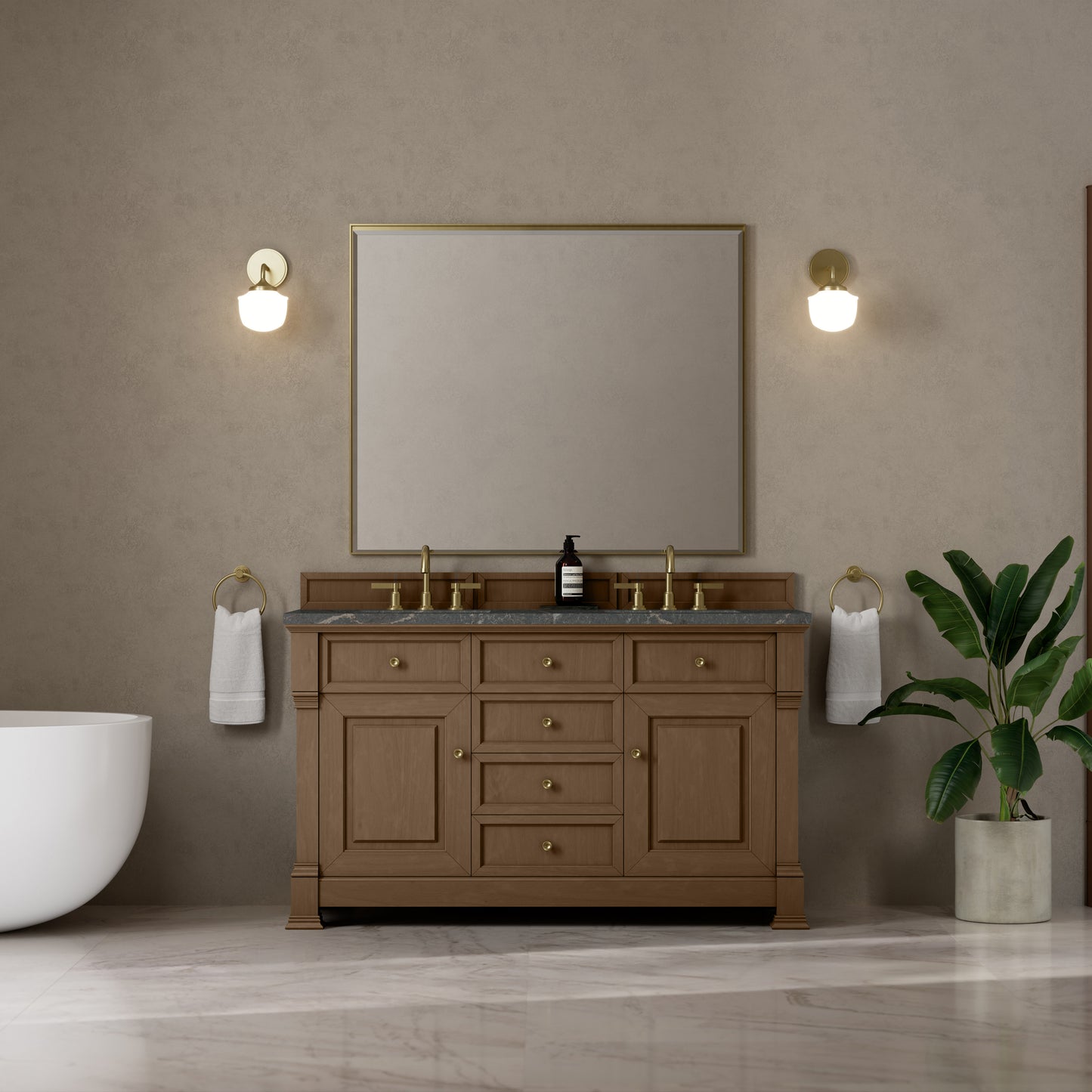 James Martin Brookfield 60" Double Vanity with 3 CM Countertop & FreePower Wireless Charger