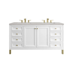 James Martin Chicago 60" Double Vanity, Glossy White - Luxe Bathroom Vanities