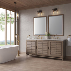 James Martin Portland 72" Double Vanity Whitewashed Walnut with 3 CM Countertop & FreePower Wireless Charger