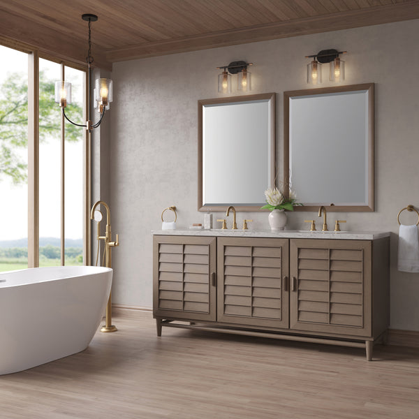 James Martin Portland 72" Double Vanity Whitewashed Walnut with 3 CM Countertop & FreePower Wireless Charger