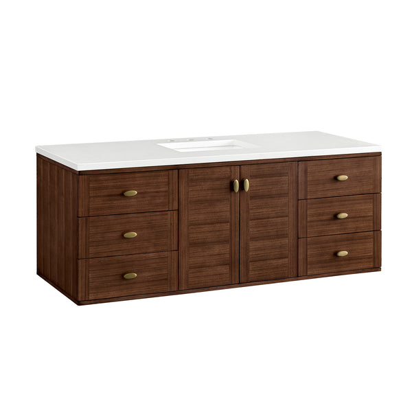 James Martin Amberly 60" Single Vanity, Mid-Century Walnut