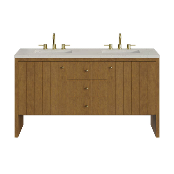 James Martin Hudson 60" Double Vanity with 3 CM Countertop & FreePower Wireless Charger