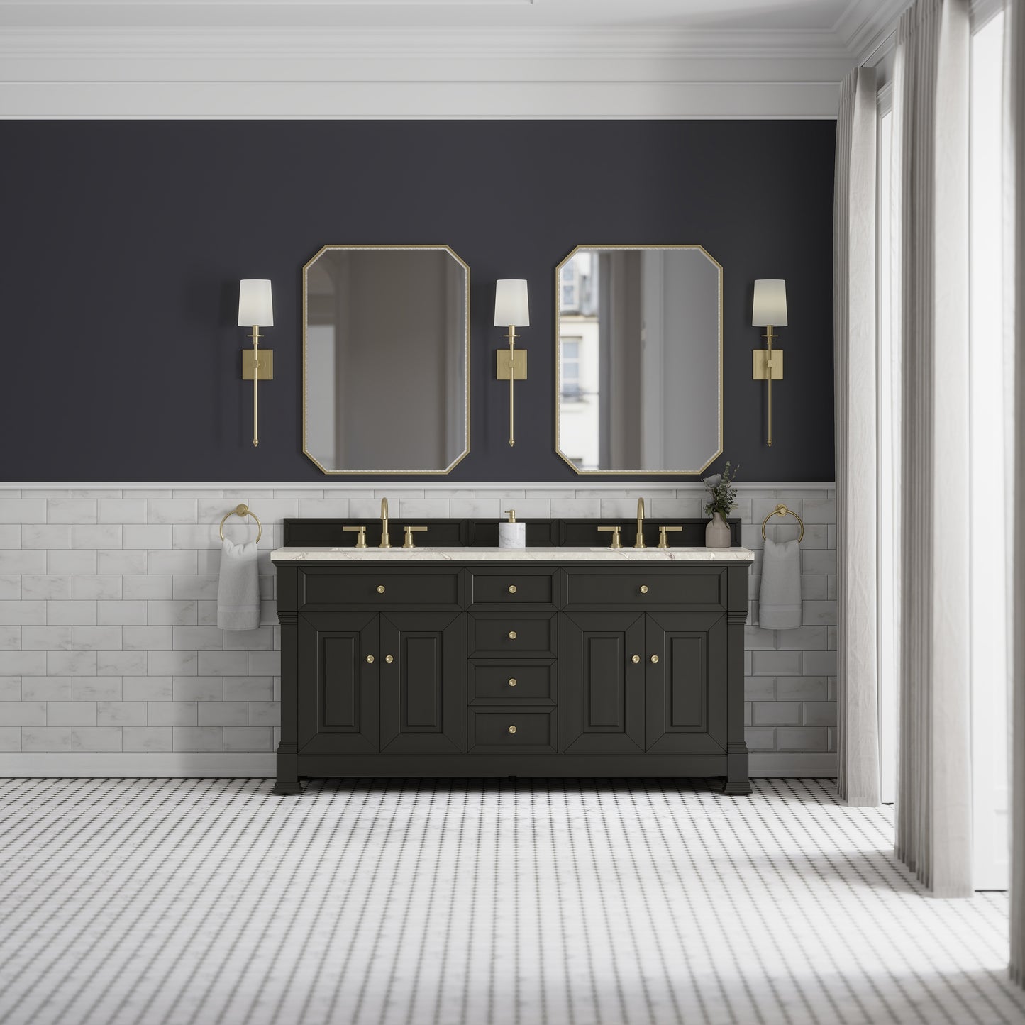 James Martin Brookfield 72" Double Vanity with 3 CM Countertop & FreePower Wireless Charger