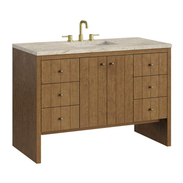 James Martin Hudson 48" Single Vanity Honey Oak w/ 3 CM Countertop & FreePower Wireless Charger