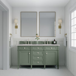 James Martin Brittany 60" Double Vanity, Smokey Celadon - Luxe Bathroom Vanities