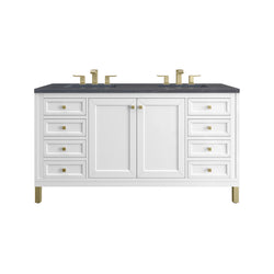 James Martin Chicago 60" Double Vanity, Glossy White - Luxe Bathroom Vanities