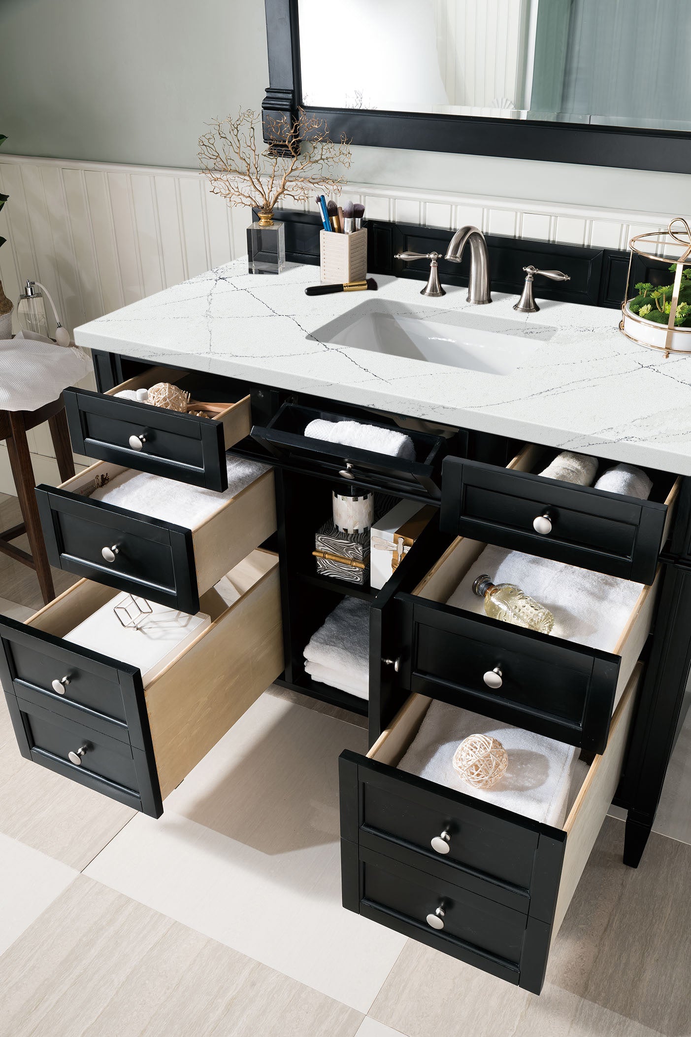 James Martin Brittany 48" Single Vanity with 3 CM Countertop & FreePower Wireless Charger