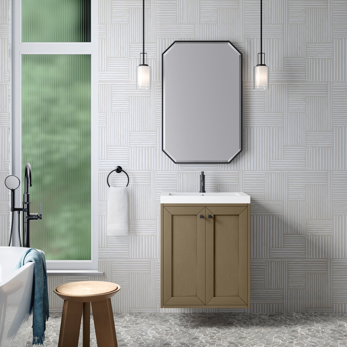 James Martin Chianti Single Vanity with White Glossy Composite Stone Top