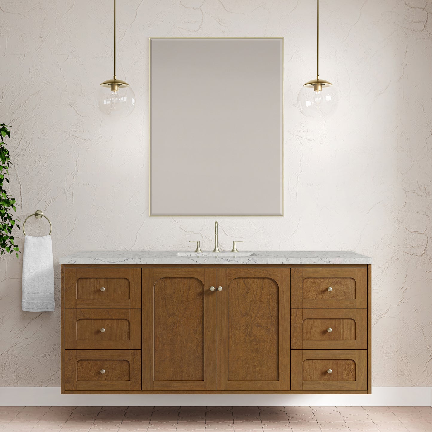 James Martin Laurent 60" Single Vanity with 3 CM Countertop & FreePower Wireless Charger
